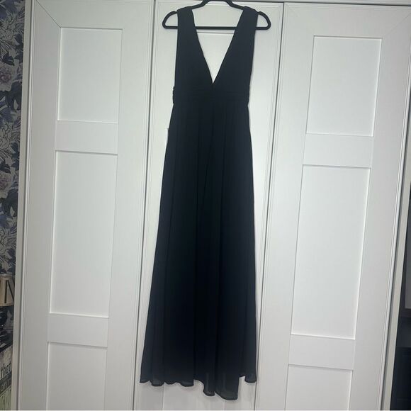 Lulu's Small Black Maxi Dress with V-Neck and Slit (b1) - Picture 8 of 11
